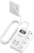Alitayee 6 USB(2 USB C) Surge Protector Power Strip,4 AC Outlets, 6Ft Cord | 6 USB,24W USB Charging Station,4 Outlets,6Ft Flat Plug Extension Cord,Surge Protection,Switch,Wall Mounted,Travel Home Dorm by Alitayee