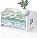 WALI Desk File Organizer, 2 Tier Stackable Desktop Paper Letter Tray Organizer with Handle, Office Desk Accessories & Workspace Organizers for Office, Home, School Supplies, 1 Pack, White by WALI