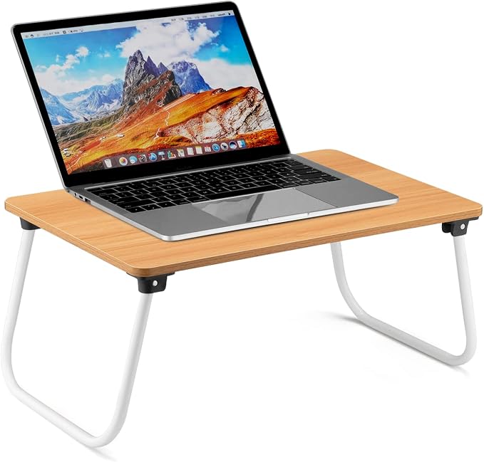 Ruxury Folding Lap Desk Laptop Stand Bed Desk Table Tray, Breakfast Serving Tray, Portable & Lightweight Mini Table for Sofa Couch Floor - Wood by Ruxury