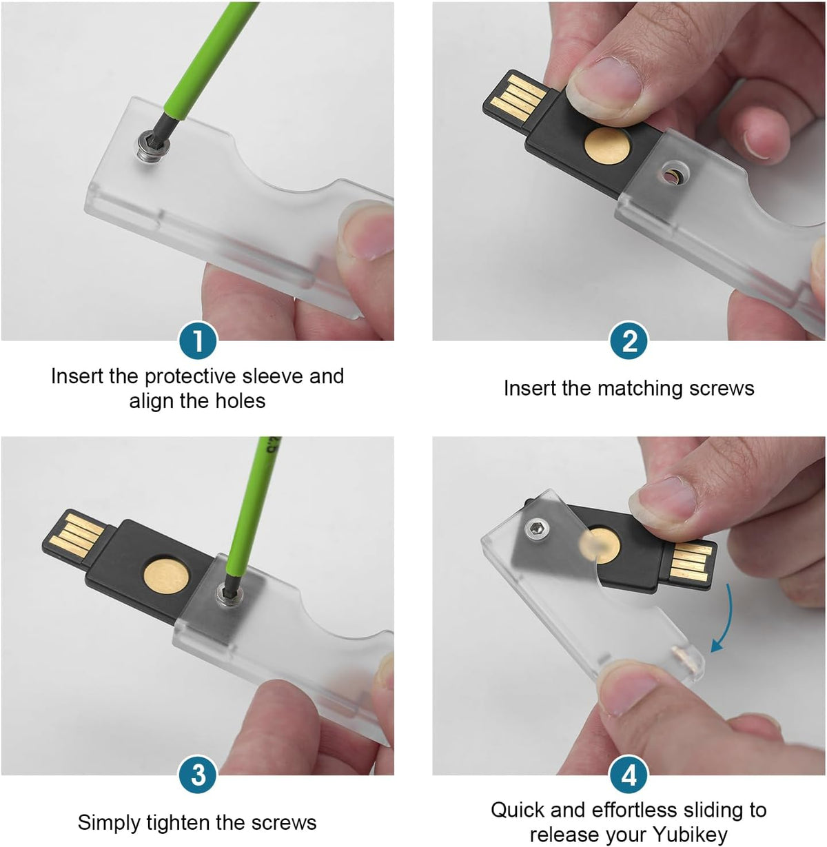 2 Pack PC Flip Holder Keychain Protective Cover Compatible with YubiKey 5 NFC, Hard PC Slide-Open Carrying Case, NFC-Friendly Tap-to-Use Security Key Protector, Lightweight Keychain Cover,Yellow - Image 6