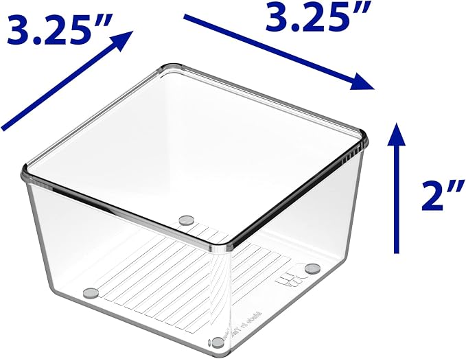 Simple Houseware Clear Desk Drawer Organizer, 3.25"x 3.25", 12 Packs | For Desk, Office, Bathroom, Makeup, and Craft Storage - Image 6