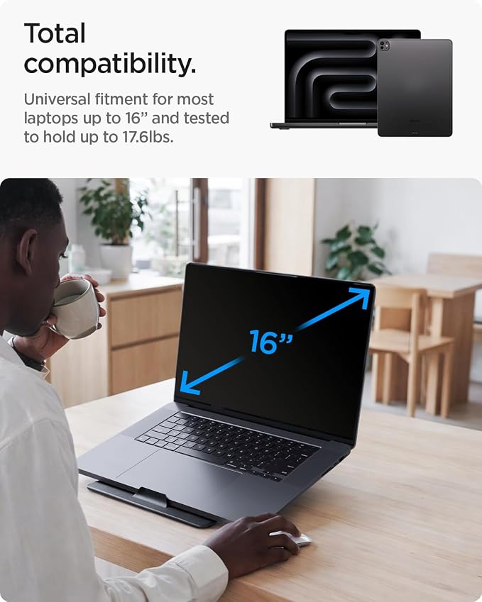 Spigen Slim Fold Portable Laptop Stand Foldable Ergonomic Angle Lift Anti-Slip Compatible with MacBook Neo, MacBook Air, MacBook Pro 11"-16" and iPad/Air/Pro and More - Black (LD201-S8) | Ergonomic Angle Lift Anti-Slip for MacBook Neo, MacBook Air, Mac... - Image 2