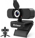1080P Webcam with Microphone, USB Camera for PC and Laptop, Privacy Cover | For meetings, remote work, classes, streaming, and video calls; includes 105° wide view, privacy cover, and mini tripod by KRIEER
