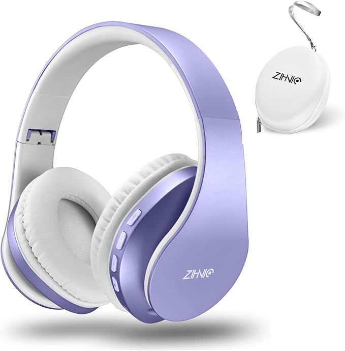 ZIHNIC Bluetooth Headphones Over-Ear, Foldable Wireless and Wired Stereo Headset Micro SD/TF, FM for Cell Phone,PC,Soft Earmuffs &Light Weight for Prolonged Wearing (Purple) by ENJOYMUSICLIFEWITHZIHNICHEADPHONES