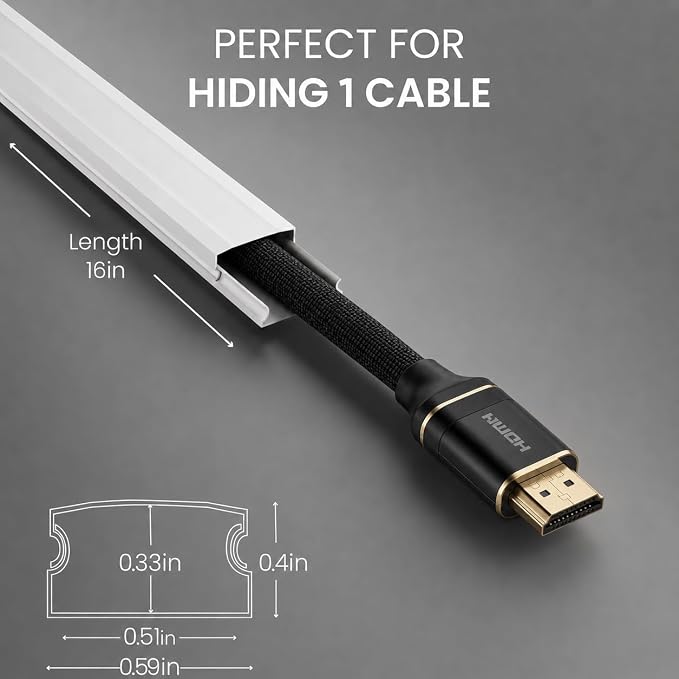 EVEO Cable Hider - One Cord Hider 306” Cord Cover Wall Cable Hider, Cable Concealer, Wire Hiders for TV on Wall. Cable Management, Cord Hider Cable Raceway Wire Covers for Cords - Small | White - Image 2
