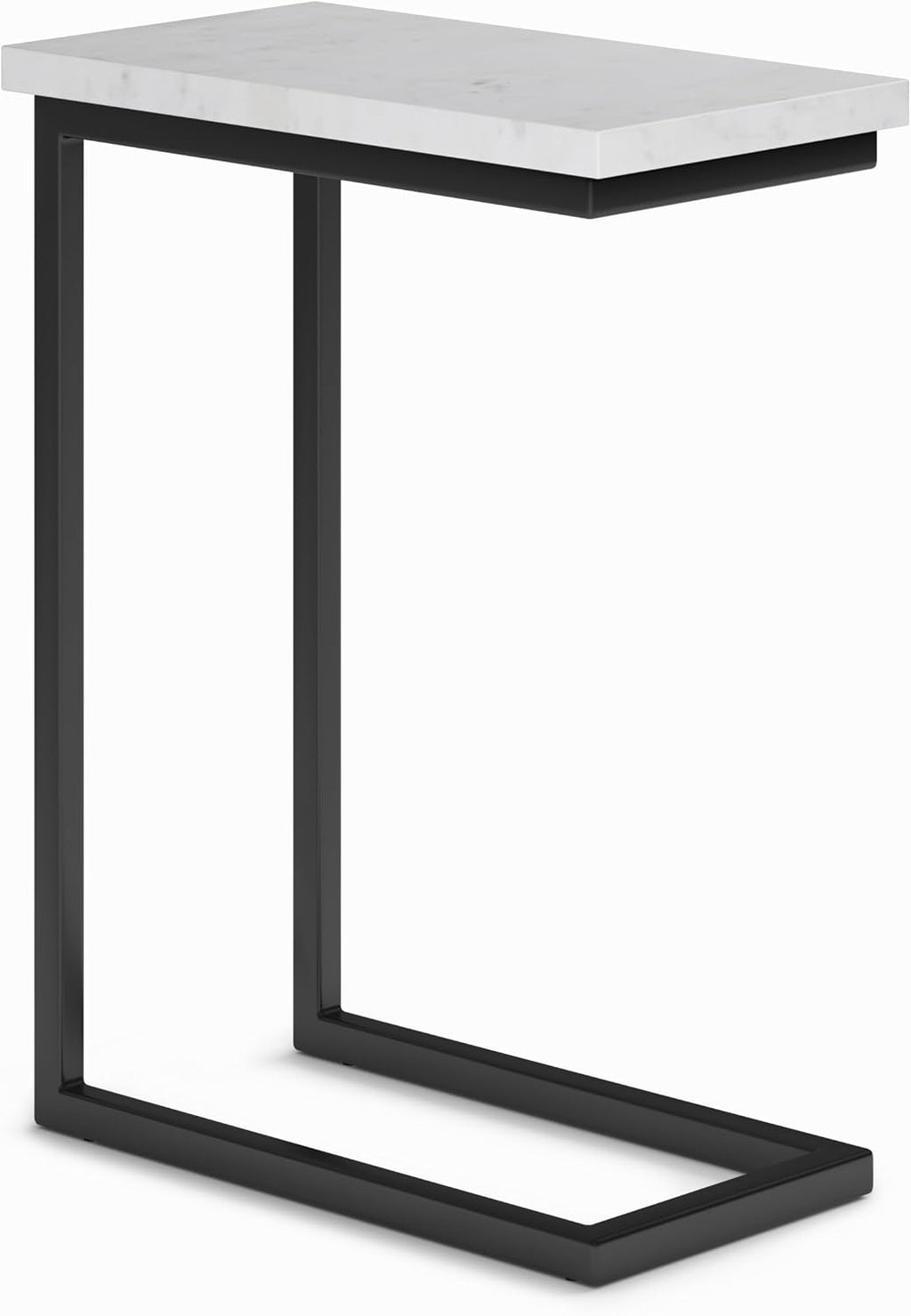 SIMPLIHOME Skyler 18" Wide C-Side Table in White Marble by SIMPLIHOME