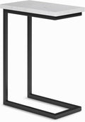 SIMPLIHOME Skyler 18" Wide C-Side Table in White Marble by SIMPLIHOME