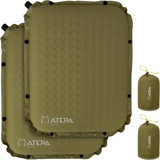 ATEPA Inflatable Seat Cushion | 2" & 2.5" Foam Core Seat Pad, Self Inflating, Compact, Stadium, Airplane, Travel, Camping, Hiking, Sports events by ATEPA