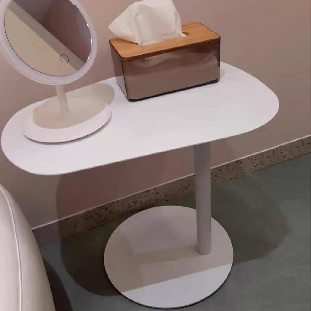 C-Shaped Side Table Iron End Table Slide Under Sofa(White，High-24.8in/63cm) - Image 4