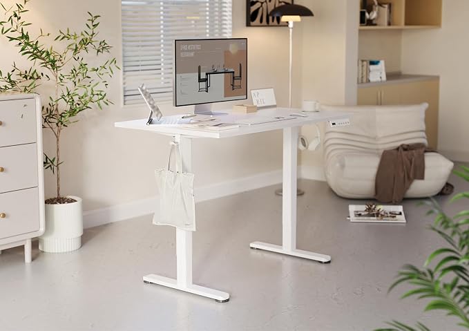 YDN 48 x 24 Inch Warm White Electric Standing Desk | Adjustable Height, Sit Stand, Cable Management, Ergonomic, Home Office - Image 2