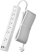20Ft Long Extension Cord, SUPERDANNY Flat Plug Surge Protector Power Strip 20 Feet, 6 Outlets & 3 USB Ports, Wall Mountable Power Bar for Home Office, Dorm Room | 6 Outlets & 3 USB, Flat Plug Power Strip Wall Mountable, Desk Charging Station for Home, ... by SUPERDANNY