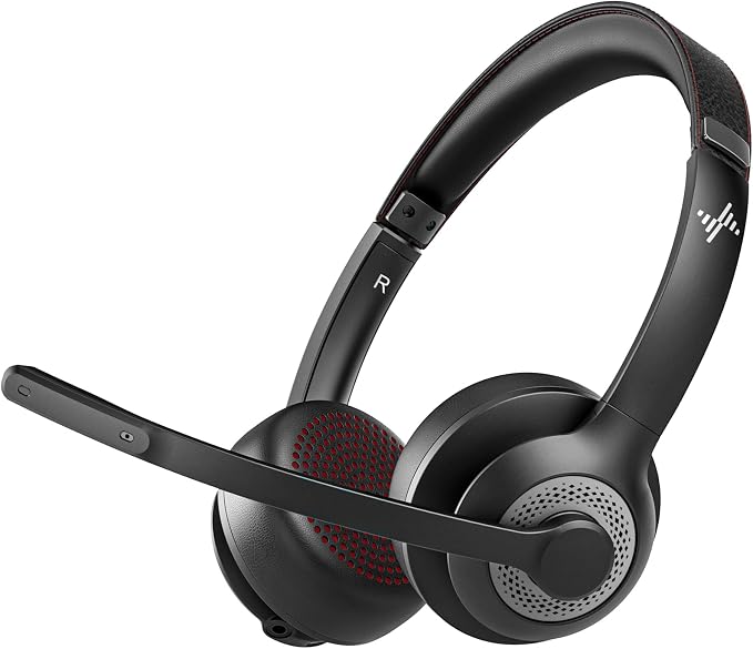 JIAMQISHI Wireless Headset with AI Noise Cancelling Microphone Bluetooth Headset - Bluetooth V5.2 Headphones with Mic Mute for Computer/Laptop/PC/iPhone/Android/Cell Phones (Without USB Dongle) by JIAMQISHI