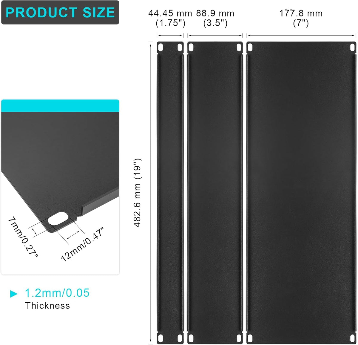6 Pcs 1U,2U,4U Blank Panel Metal Rack Mount, 19 Inches, Filler Panel Mount Spacer Rack Blanking Panel Kit for Enclosure Server Rack Cabinet Black - Image 2