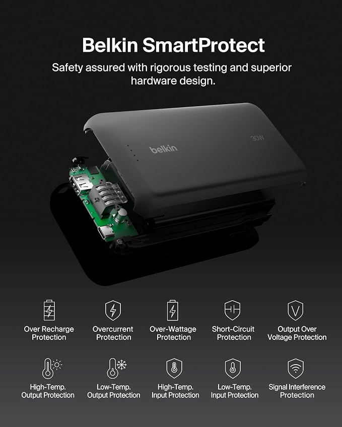 Belkin 20000mAh 30W USB C Power Bank, Portable Charger for iPhone & iPad | Fast Charging, Integrated USB C Cable, Eatra USB C Port, iPhone 17, iPad, Samsung Galaxy S26, Charge 2 Devices - Image 9
