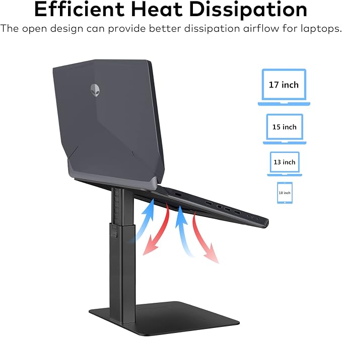 Laptop Stand for Desk, Ergonomic Aluminum Laptop Stand Adjustable Height from 7-15", Sitting and Standing Laptop Riser for 10-17" Notebook - Image 6
