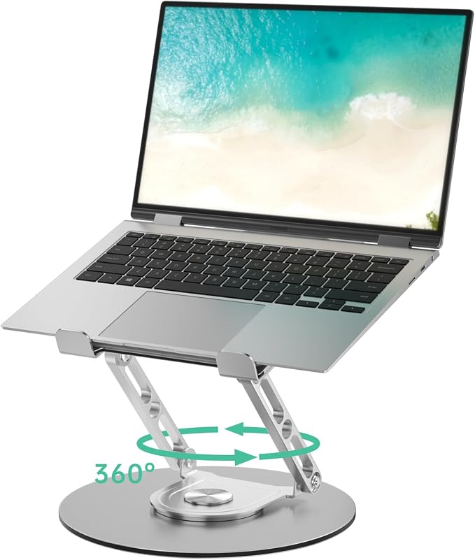 Laptop Stand for Desk Adjustable Computer Stand with 360 Rotating Base Ergonomic Laptop Riser Mount for Desk Foldable Protable Computer Desk Fits with MacBook Pro Air, Round by Unknown