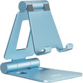 Nulaxy Full Aluminum Dual Folding Cell Phone Stand for Desk, Blue | Height Angle Adjustable, Portable, Anti-Slip Base, Fits 18mm Thick Case Smartphone, Nintendo Switch Desk Essential Accessory by Nulaxy