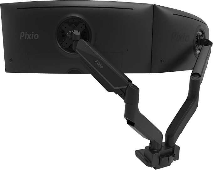 Pixio PS2D Ultrawide Heavy-Duty Premium Dual Monitor Arm Stand Desk Mount - Fits up to 35 inches Two Monitors, Weights up to 33 lbs Each, Height Adjustable, Compatible with VESA 75x75mm 100x100mm by Pixio
