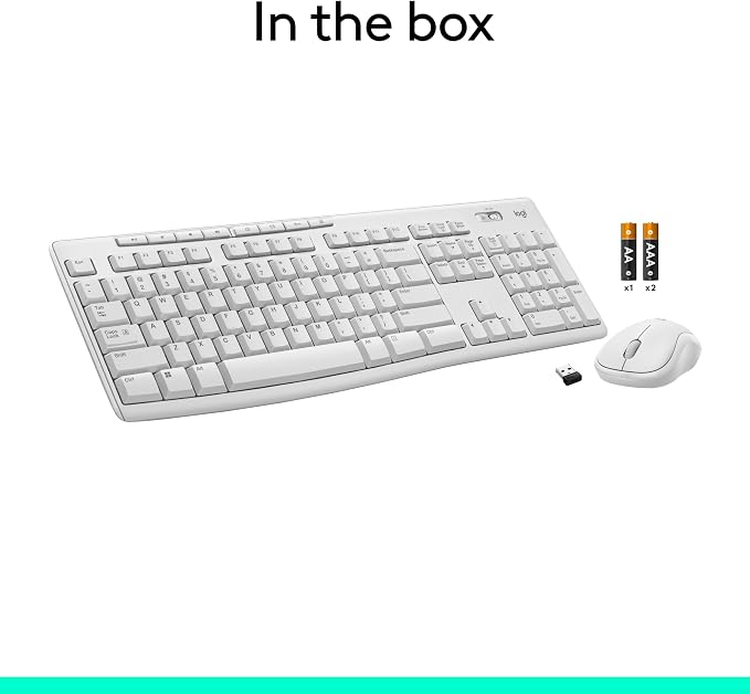 Logitech MK270 Full Size Wireless Keyboard and Mouse Combo - Off White | Full size keyboard with spill-resistant design, compact ambidextrous mouse, connect via single included USB-A Nano Receiver - Image 10