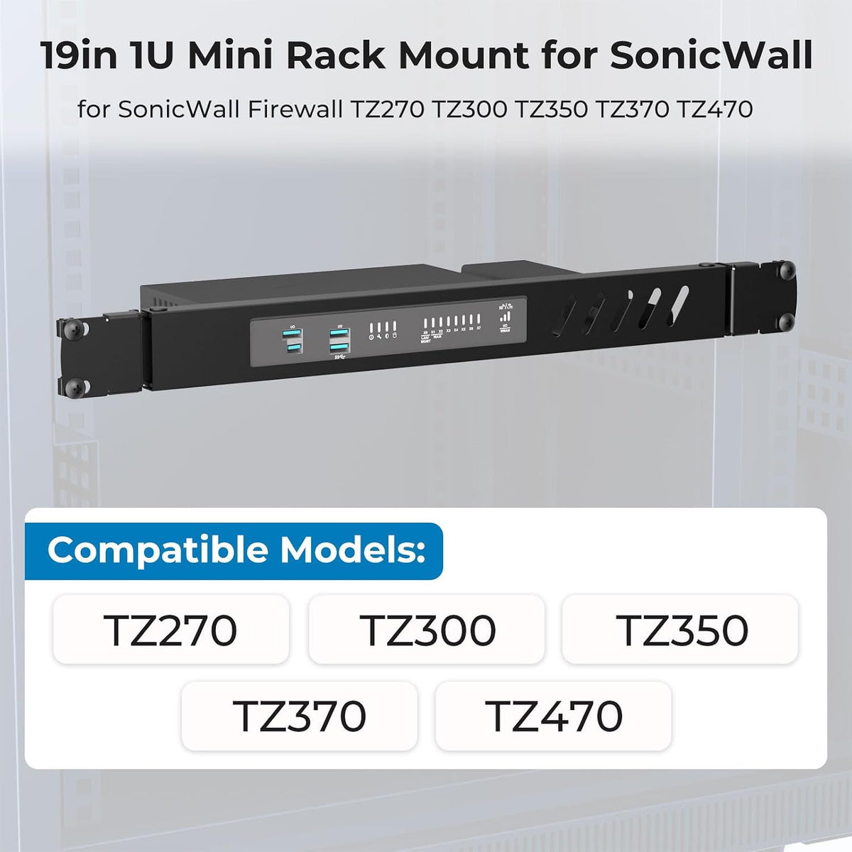 Mini Rack Mount for SonicWall Firewall, 19in 1U Hinged Server Rack Shelf - Image 2