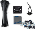 Cable Management Kit - 100 Set Adhesive Cable Zip Tie Mounts with 8" Zip Ties | UV Resistant Wire Organizers for Indoor/Outdoor Use-Black by ALLWIN
