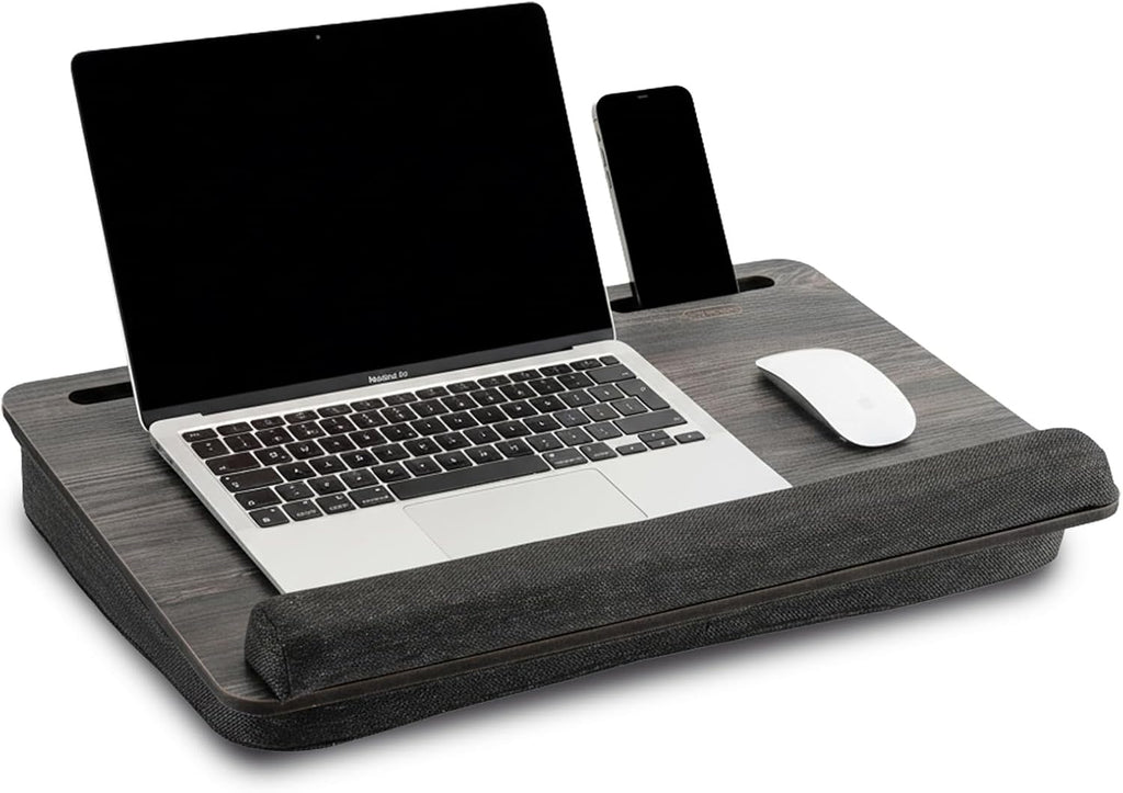 Vigo Wood Laptop Lap Desk with Cushion for Bed, Portable Home Office Tray Fits up to 17.3 Inch, Built-in Phone and Tablet Holder (Cambridge-Black) by Vigo Wood
