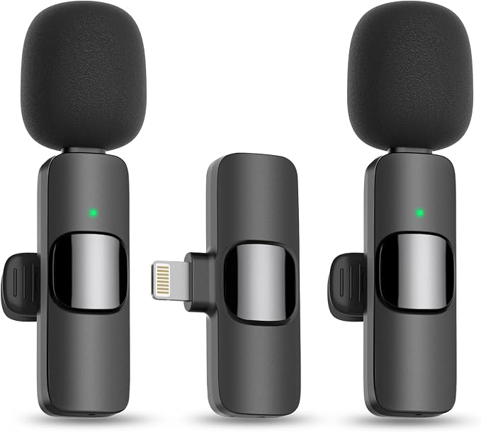 MAYBESTA Wireless Mini Microphone for iPhone 14 Below - Bluetooth Lapel Mic for Video Recording - Clip on Phone Microphones for YouTube Tiktok(Lightning / 2 mics) by MAYBESTA