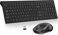 Wireless Keyboard and Mouse, Slim Full Size Keyboard with Calculator Button, Fn Lock, Silent Computer Mouse with Side Button, 2400 DPI, 2.4G USB Cordless Set for Laptop PC Windows Mac -Black by Acozykitten