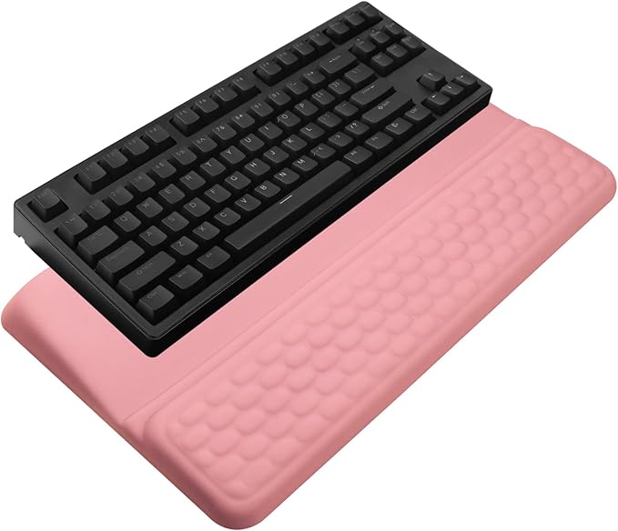 Computer Keyboard Stand with Wrist Rest, Ergonomic Tilted Keyboard Holder - Keyboard Riser with Wrist Pad - Keyboard Tray Support for Office Home - Pink by KEPUTAIER