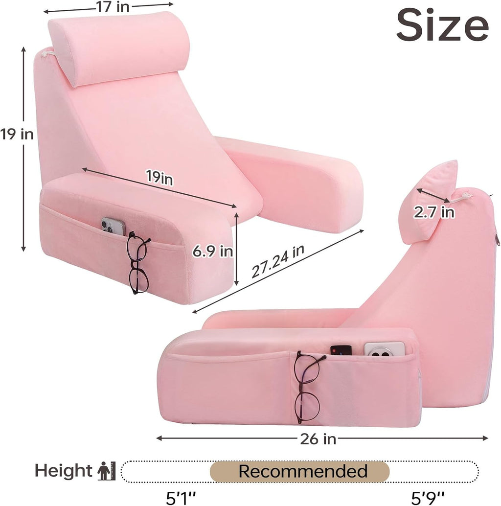 19" Reading Pillow for Bed with Firm Back Support & Big Pockets - Image 6