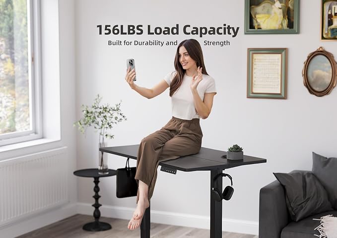YDN 32 x 19 Inch Black Electric Standing Desk | Adjustable Height, Sit Stand, Cable Management, Ergonomic, Home Office - Image 4