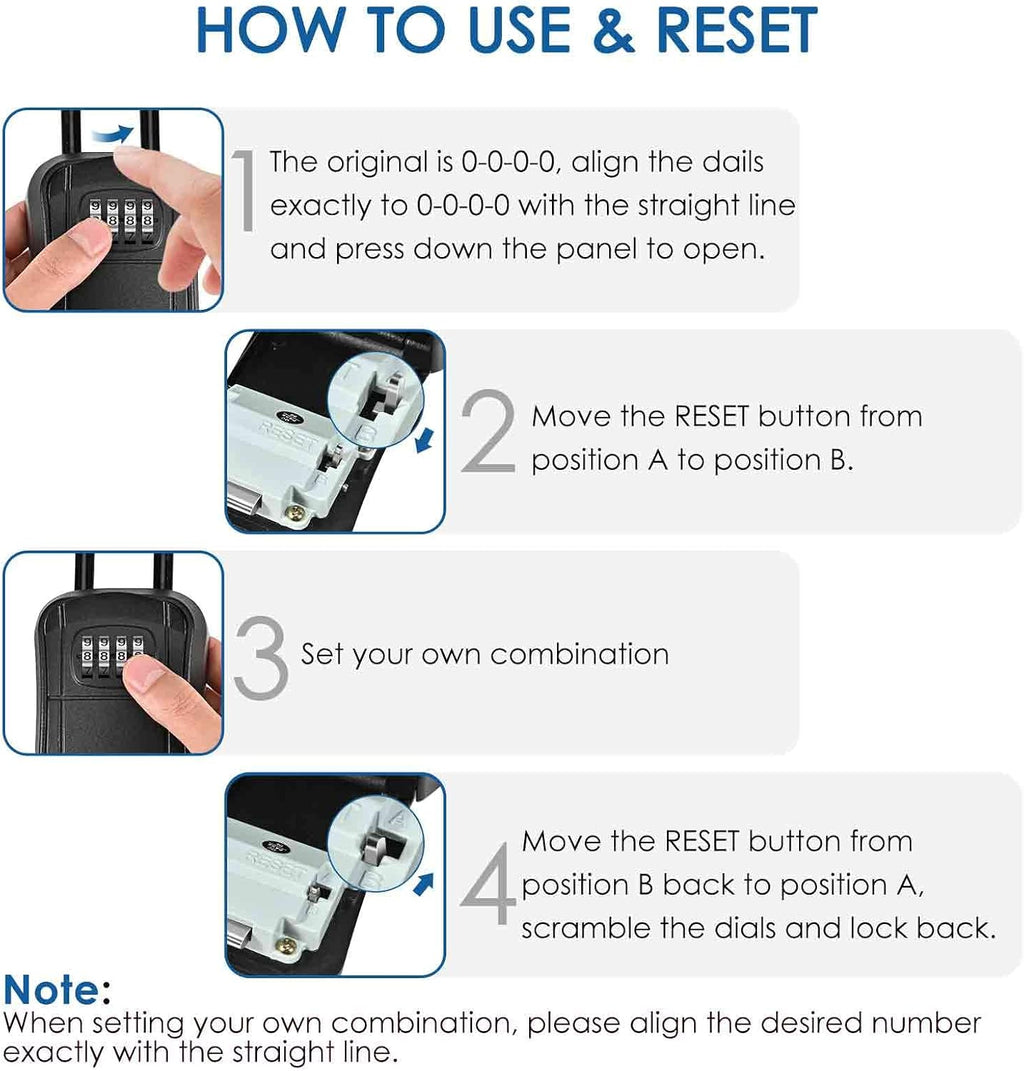 Key Lock Box, Wall Mount 4 Digits Combination Lockbox, Waterproof Outdoor Key Hider, Resettable Safe Password Box for House, Garage, Garden with Mounting Kit&Handle-by GIVERARE - Image 6