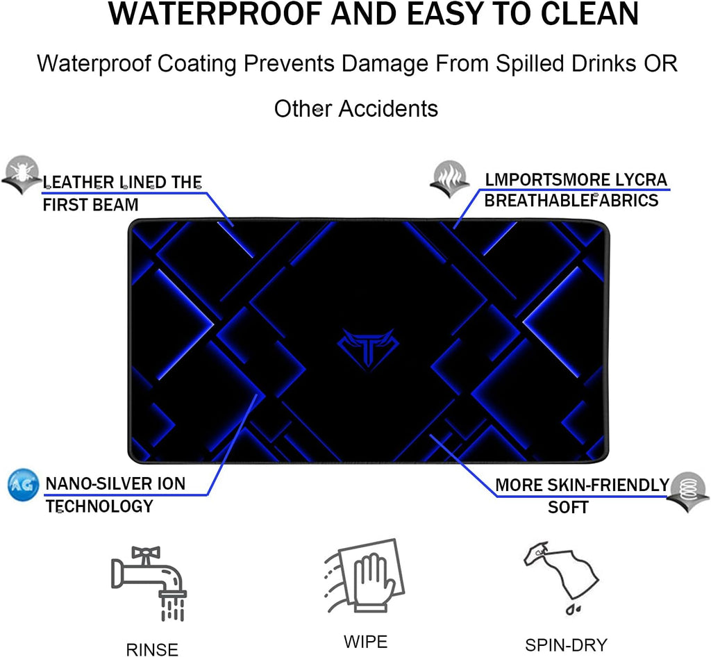Large Extended Gaming Mouse Pad, Long Mouse Pads, Extra Large Big Mouse Pad with Stitched Edge, XXL Non-Slip Computer Computer Keyboard Mat for Gamer/Desktop/Office/Home,Blue - Image 4