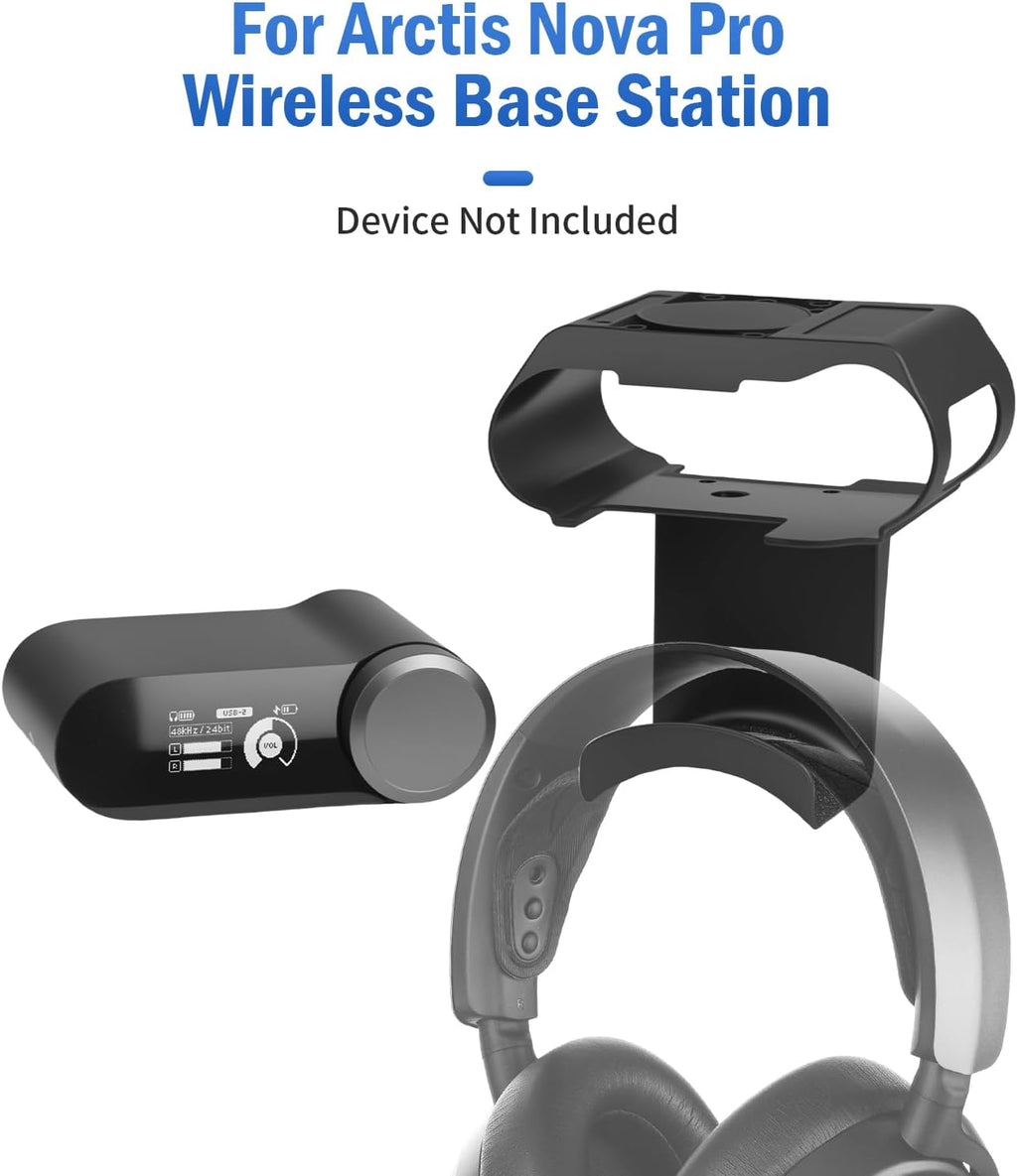 Under Desk Mount for SteelSeries Arctis Nova Pro, Elite and Omni Wireless Gaming Headset, Magnetic Base Station Holder for Arctis Nova Pro Wireless with Headphone Hanger Stand - Image 2