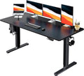 HUANUO Electric Standing Desk, Whole Piece Desktop, Adjustable Height Computer Desk, 4 Height Memory Settings, Sit Stand Up Desk for Home Office, 60" x 24", Black by HUANUO