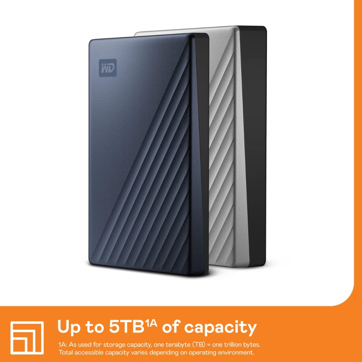 WD 2TB My Passport Ultra, Blue, Portable External Hard Drive, backup software with defense against ransomware, and password protection, USB-C and USB 3.1 - WDBC3C0020BBL-WESN - Image 4