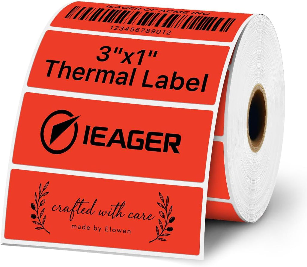iEager 3x1 Inch Thermal Labels, Red Durable Thermal Printer Stickers by iEager