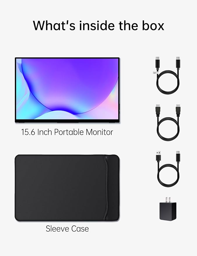CAPERAVE 15.6'' Portable Monitor Touchscreen, FHD IPS Touch Screen with Tempered Glass, Travel Monitor with Kickstand & Speaker, HDMI USB C External Monitors for Mac Laptop Phone Computer - Image 7