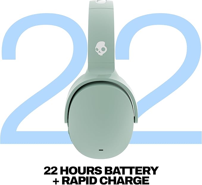 Skullcandy Hesh ANC Noise Cancelling Wireless Headphones - Preppy Sage | Bluetooth, Noise Cancellation, Over-Ear Fit, 22 Hours Battery, Foldable, Lightweight Design, Microphone, Studying, Travel - Image 3