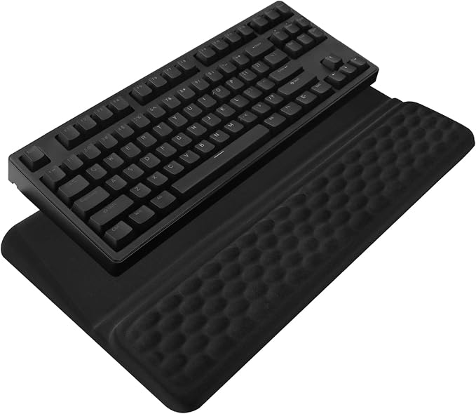 Computer Keyboard Stand with Wrist Rest, Ergonomic Tilted Keyboard Holder - Keyboard Riser with Wrist Pad - Keyboard Tray Support for Office Home - Black by KEPUTAIER
