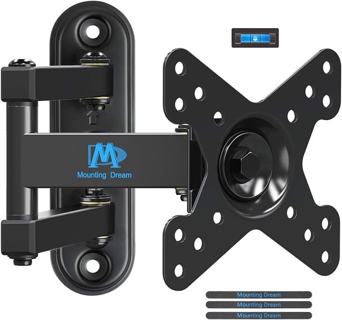 Mounting Dream UL Listed Full Motion Monitor Wall Mount TV Bracket for 10-26 Inch LED, LCD Flat Screen TVs and Monitors, TV Mount with Swivel Articulating Arm, Up to VESA 100x100mm and 33LBS MD2463 by MountingDream