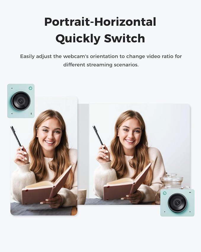 OBSBOT Meet 2-4K Webcam for PC with 1/2" Sensor, AI Framing & Autofocus | Beauty Mode, Lightweight, Gesture Control, HDR, Dual Microphone, 60 FPS, Web Cam for Streaming, Meeting,Gaming.(Aurora Green) - Image 9