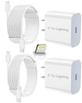 iPhone Charger Fast Charging, USB C Charger Block, 6FT/10FT Lightning Cable | For Apple iPhone 14/13/12/11 Series, 2-Pack 6FT/10FT Long USB C to Lightning Cables, AirPods with Lightning Charging Case by Unknown