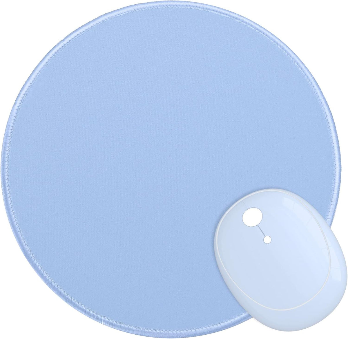 Round Mouse Pad, 8.7 x 8.7 Inch Premium-Textured Washable Non-Slip Rubber Base Cute Small Mouse Mat with Stitched Edge for Women Wireless Computer Laptop Gaming Desk Accessories, Sky Blue by Dapesuom
