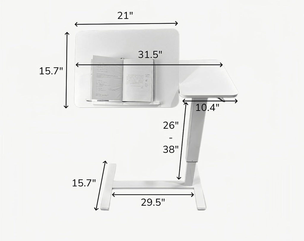 Overbed Table with Wheels Adjustable Height, Tiltable Hospital Bedside Table, Bedside Laptop Tables, Movable and Standable, Portable Mobile Workstation for Bedroom Hospital (White) - Image 3