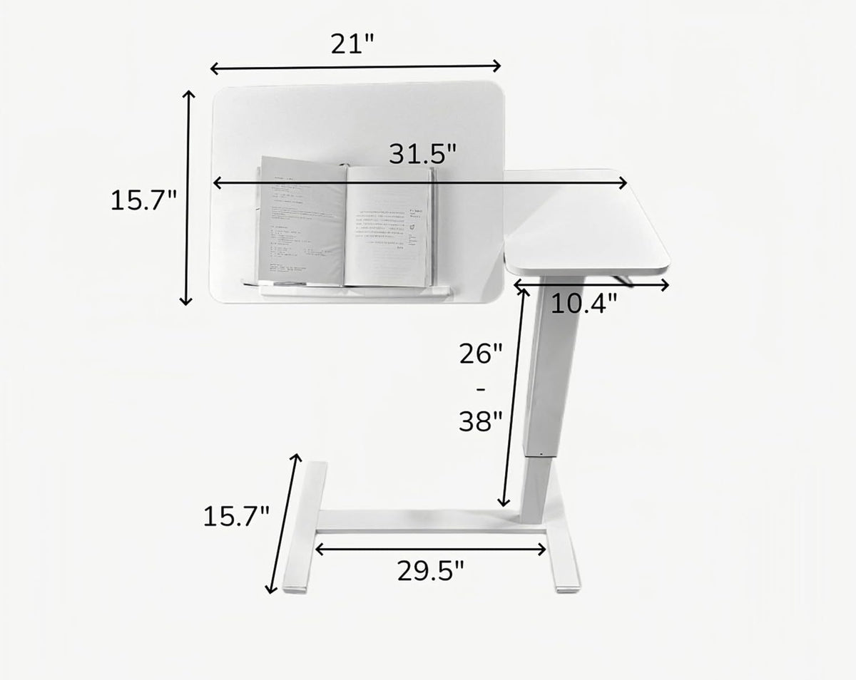 Overbed Table with Wheels Adjustable Height, Tiltable Hospital Bedside Table, Bedside Laptop Tables, Movable and Standable, Portable Mobile Workstation for Bedroom Hospital (White) - Image 3