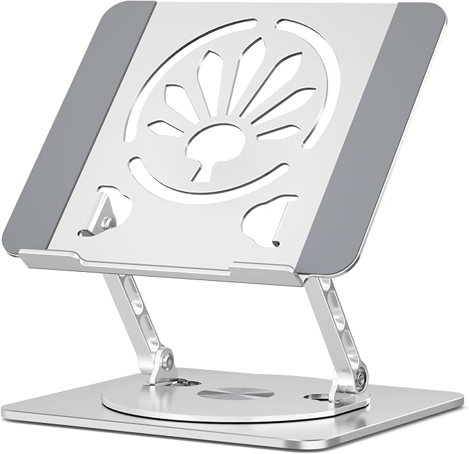 Adjustable Laptop Stand for Desk-360° Rotating Foldable Laptop Holder Ergonomic Laptop Riser for MacBook Pro/Air Dell HP Lenovo Notebook up to 16.3",Silver - Image 8
