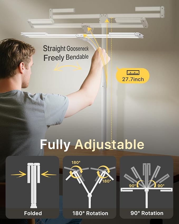 ONEMIX LED Desk Lamp with Base, 42-Inch 4-Panel Light for Dual Monitors | 1800 Lumens, 4 Adjustable Panels, 5 Color Temps, 5 Brightness Levels, Remote, Timer, Flicker-Free for Home Office - Image 2