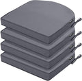 Outdoor Chair Cushions Set of 4, 17 x 16 Inch Waterproof Seat Pads | 3 Year Color Fastness Thick Patio Chair Cushion with Ties for Garden Lawn Sofa Couch, Dark Grey by COMCAVER