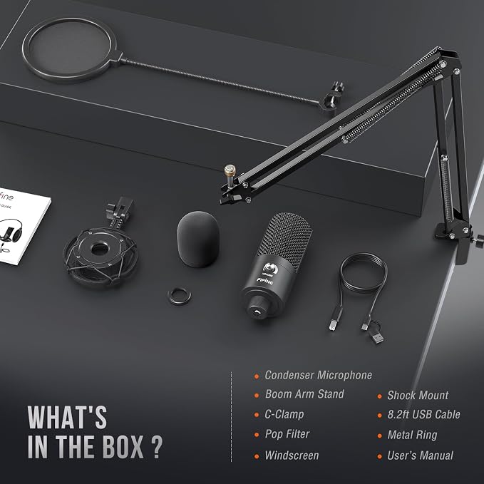 FIFINE T669 Studio Condenser USB Microphone for Recording Podcasting | Computer Microphone Kit for Voice Overs, Adjustable Boom Arm Stand, Shock Mount for Vocal, Instruments, Gaming, Streaming - Image 9